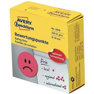 Avery 3859 Sur smiley rød, Ø19mm 250stk