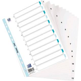 Oxford Register A4 | Plast | Hvid | 1-12