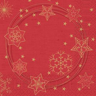 Duni Star Shine servietter 33x33cm 3-lags rød, 50 stk