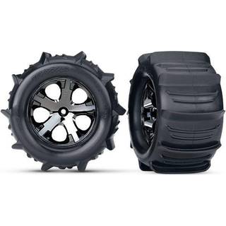 Traxxas 3689 Tires & Wheels Paddel/ All-Star Black Chrome 2.8" TSM (2)