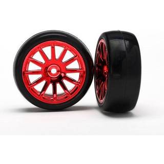Traxxas 7573X 12-SP RED WHEELS, SLICK TIRES