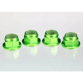 Traxxas 1747G Lock Nut Aluminum Flanged M4 Green (4)