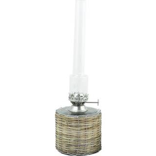 Petroleums lampe / olielampe Strömshaga Rak Stor, flettet kurv, brænder i nikkel, Ø100 mm x 330 mm