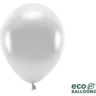 10 stk. Økologiske balloner metallic sølv 12" – Biologisk nedbrydelige festfavoritter