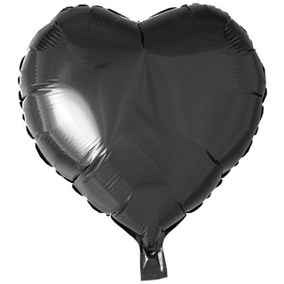 Sort folieballon 46 cm. - Hjerte