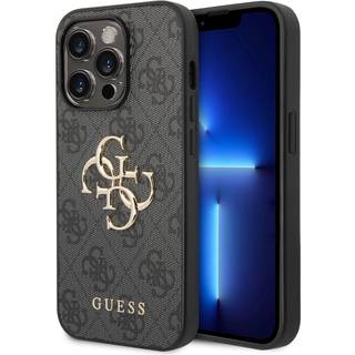 Guess 4G Big Metal Logo iPhone 14 Pro Hybrid Cover - Grå