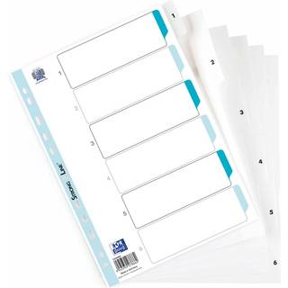 Elba Strongline register A4 hvid med sorte tal 1-6
