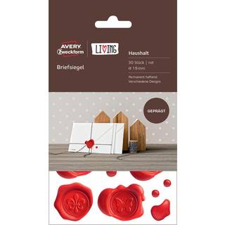 Avery 62016 Brevforsegling, Ø 19 mm, rød, permanent 3 Ark m. 10 Labels