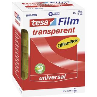tesa film office tape - 12 mm x 66 m - transparent (pack of 12)
