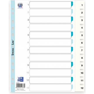 Elba Strongline register A4 Maxi hvid med sorte tal 1-12
