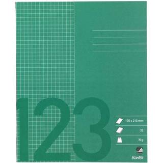 Skolehæfte 17x21 kvadreret 5x5 32 blade græsgrøn, Bantex 100051995, 20stk