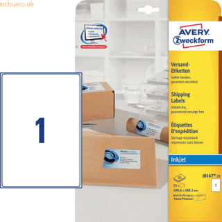 Avery J8167-25 Shipping etiketter 199,6 x 289,1mm 25ark