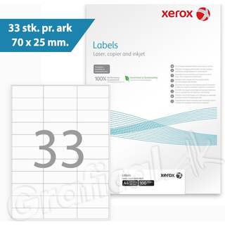 Xerox multi etiket A4 70x25mm, 100 ark