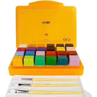 Himi gouache maling sæt 24 farver x 30 ml/1 oz med 3 børster & en palet unik gelé cup design ikke -giftig guache maling til lærred akvarelpapir -
