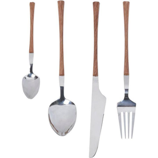 Bestik DKD Home Decor Natur Sølvfarvet Rustfrit stål (2,6 x 1 x 23 cm) (16 pcs)