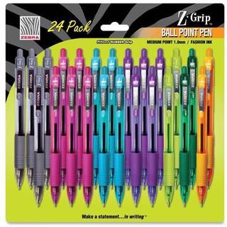 Zebra Z-Grip Ballpoint Pen udtrækkeligt medium 1 mm Assorteret kunstnerisk blæk og tøndefarver 24/pakke