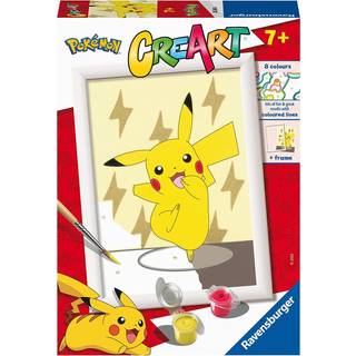 CreArt Pokémon malesæt med fortrykt lærred og akrylmaling - Pikachu