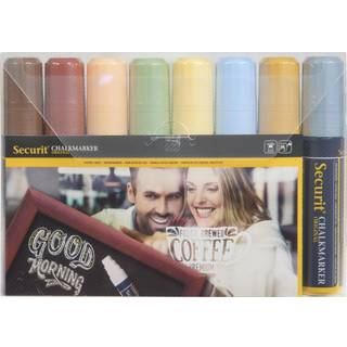 Securit kridt marker penne 7-15mm earth tone, sæt med 8 farver