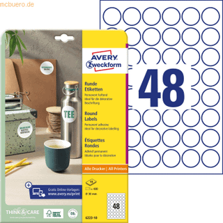 Avery 6223-10 Runde produktetiketter Ø30mm 10ark