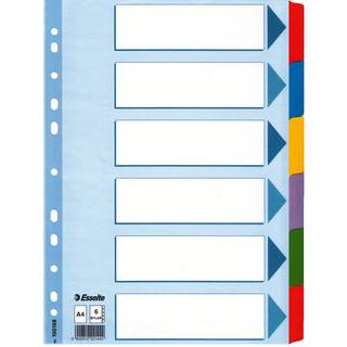 Esselte Mylar Faneblade | A4 | Karton | 6 faner