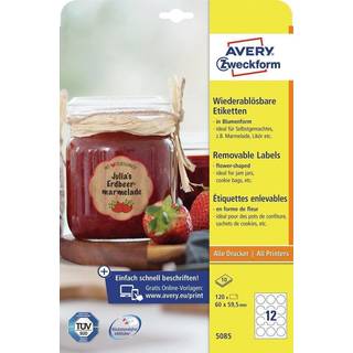 Avery 5085 Flower shaped labels, aftagelige 60 x 59,5 10ark