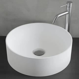 Primy R2 fritstående håndvask Ø38x12 cm i Hvid Solid-surface - 1 stk. tilbage !