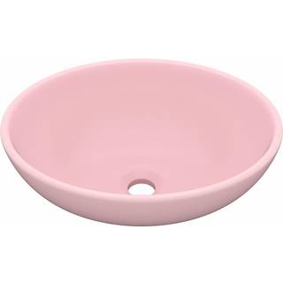 luksuriøs håndvask 40x33 cm keramisk oval mat pink