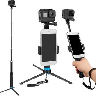 Selfiestang og tripod til GoPro/action kameraer med mobilholder