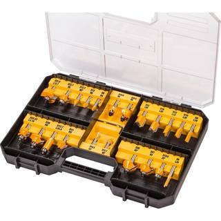 Dewalt 22 Piece Router Bit Set - 8mm Shaft - + Storage Box With Clear Cover