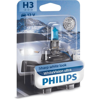 Philips H3 WhiteVision Ultra pærer med Xenon effekt & +60% mere lys 1 stk