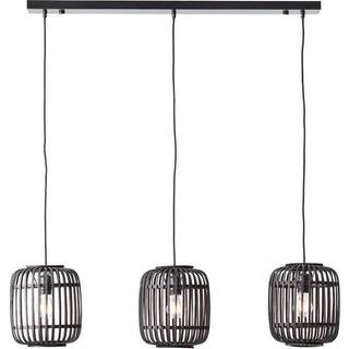 Woodrow hængelampe, længde 105 cm, lyst træ, 3 lyskilder, bambus
