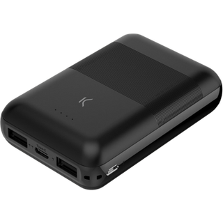Ksix Slim USB-C & 2xUSB Powerbank - 10000mAh - Sort