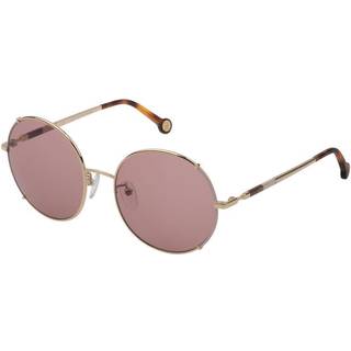 Carolina Herrera Kvinde SHE152 0323 Solbriller Metal Guld Violet Rund Normal