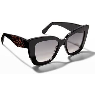 Ferragamo Kvinde SF1023S 001 Solbriller Acetat Sort Grå Sommerfugl Skygge