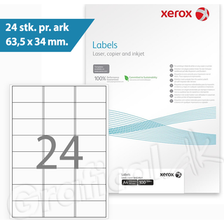 Xerox multi etiket A4 63,5x34mm, 100 ark