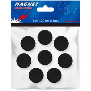 Magneter, sort, 20 mm, 8 stk.