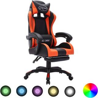 gamingstol m. LED-lys RGB-farver kunstlæder orange og sort
