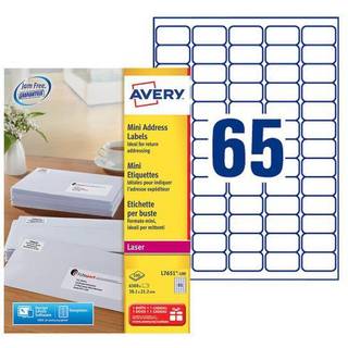 Avery adresseetiket 38,1x21,2mm QP (6500)