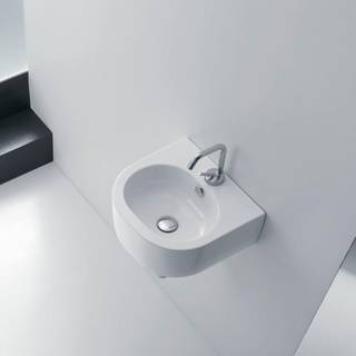 Lavabo Flo 40 håndvask i hvid med hanehul og overløb 400x370 mm