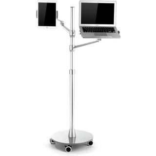 WERGON - Tristan - Justerbar Alu holder med hjul - Laptop 10-17 / Tablet 4-14 - H:83-130cm - Sølv