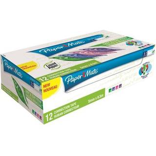 LIQUID PAPER Paper Mate flydende papir DryLine Grip Korrektionstape | Assorterede farver | Æske med 12