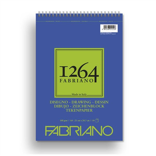 Fabriano tegneblok F-1264 A4 (210×297 mm), 50 ark, gramvægt 180.