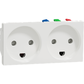 Dobbelt Stikkontakt (45X90) White Schneider Electric