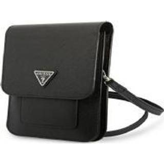Guess Saffiano Triangle Logo Skuldertaske - Sort