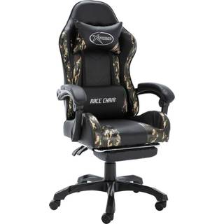 gamerstol med fodstøtte kunstlæder sort og camouflage