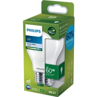 E27 - Philips LED Pære - Mat - 4W - 840lm - 4000K - A-lyskilde