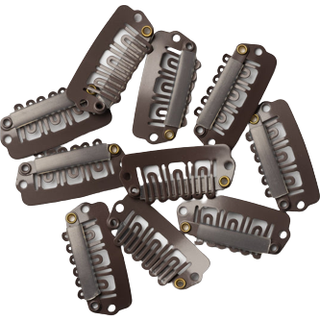 Clips til extensions - 10 stk - Mørkebrun Medium 2.9cm