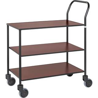 Kongamek Sort/Mahogni Designvogn 3 hylder, fuldsvejset