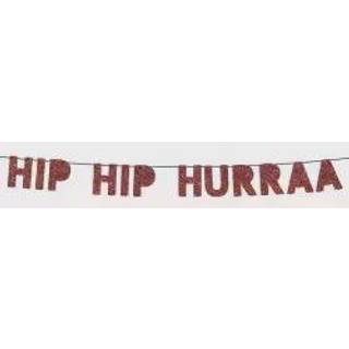 Guirlande i rød glitter med Hip Hip Hurra