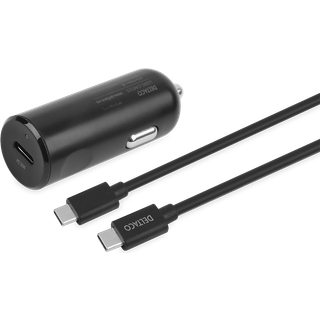 Deltaco USB car charger - 1x USB-C PD 20 W - 1 m USB-C cable - Black